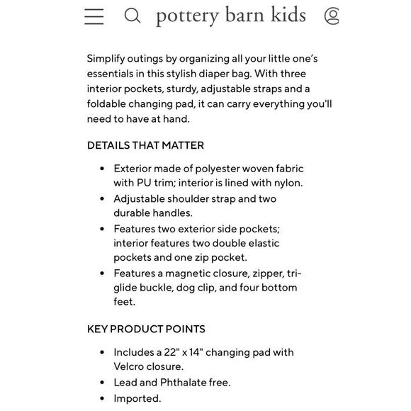 NWT Pottery Barn Classic Diaper Bag Tote Canvas Leather Embroidered “T” Monogram - Picture 8 of 16